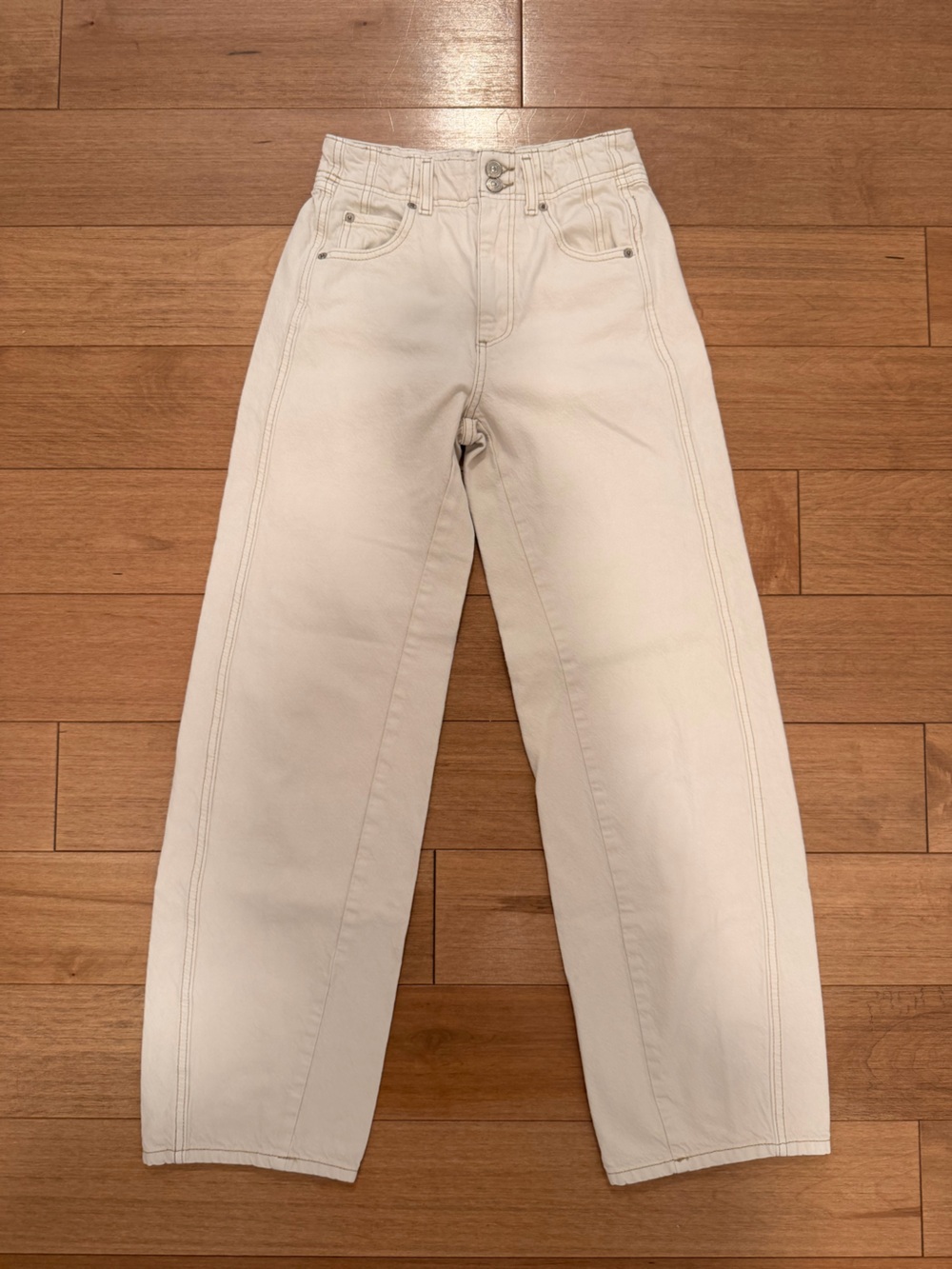 We The Free Cream Barrel Leg Jeans